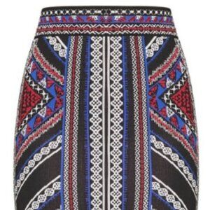 BCBGMAXAZRIA Geometric Jacquard Pencil Skirt Small